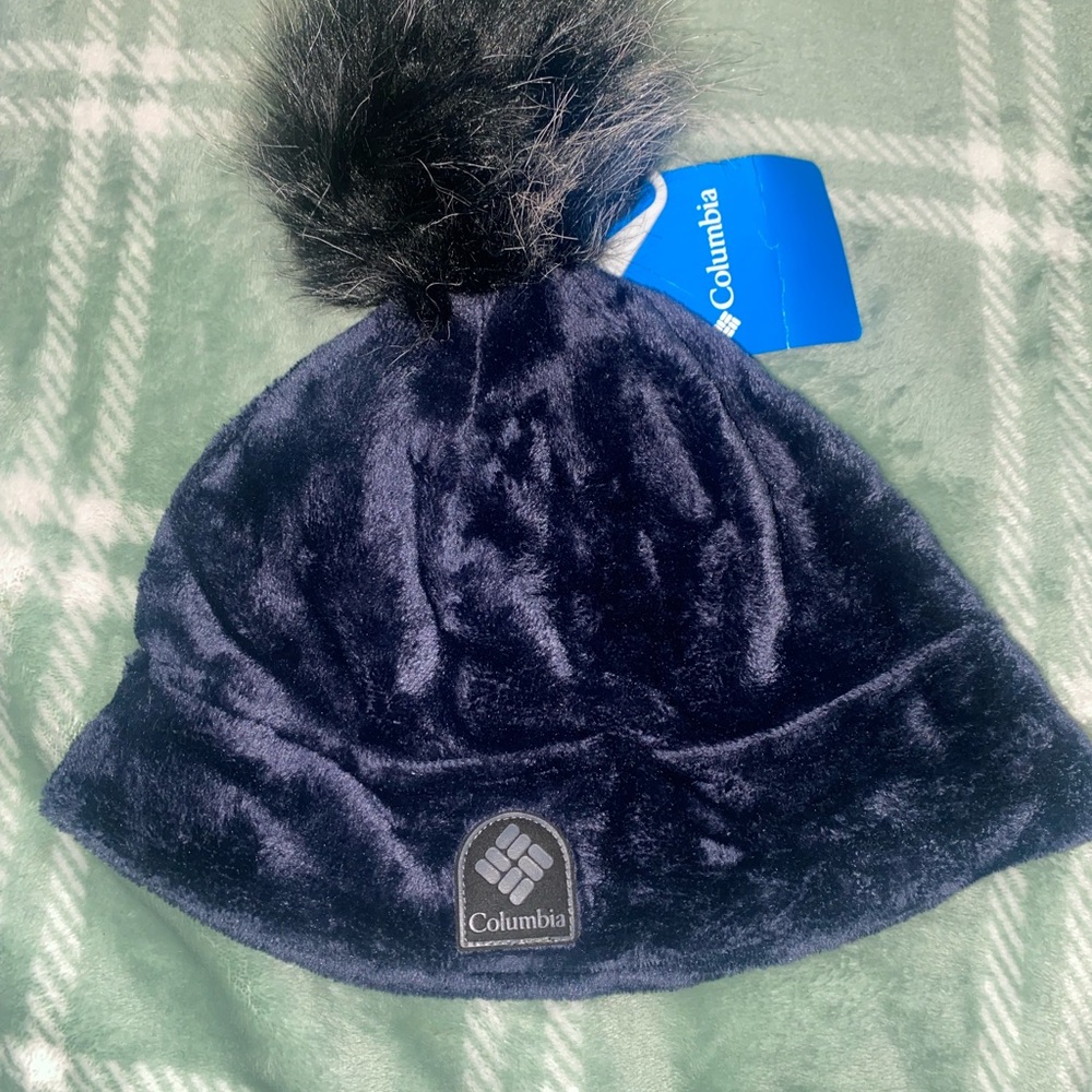 Columbia Kids'/Adult Blue Fuzzy Pom-Pom Hat